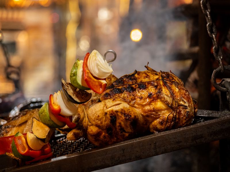 Chicken fajitas with colorful peppers and onions