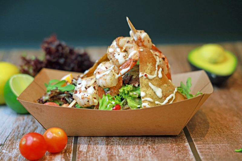 Southwest chicken salad bowl with avocado and lime dressing